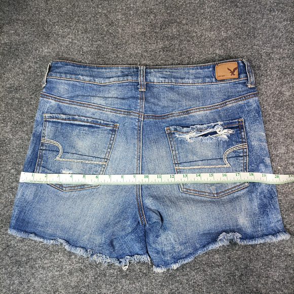 American Eagle Cut Off Denim Shorts Women Size 8 Distressed Tomgirl Button Fly - Picture 8 of 11